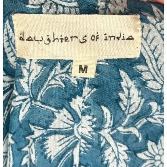 DAUGHTERS OF INDIA Sz M Medium Kyra Midi Dress Ocean Blue - Picture 3 of 14